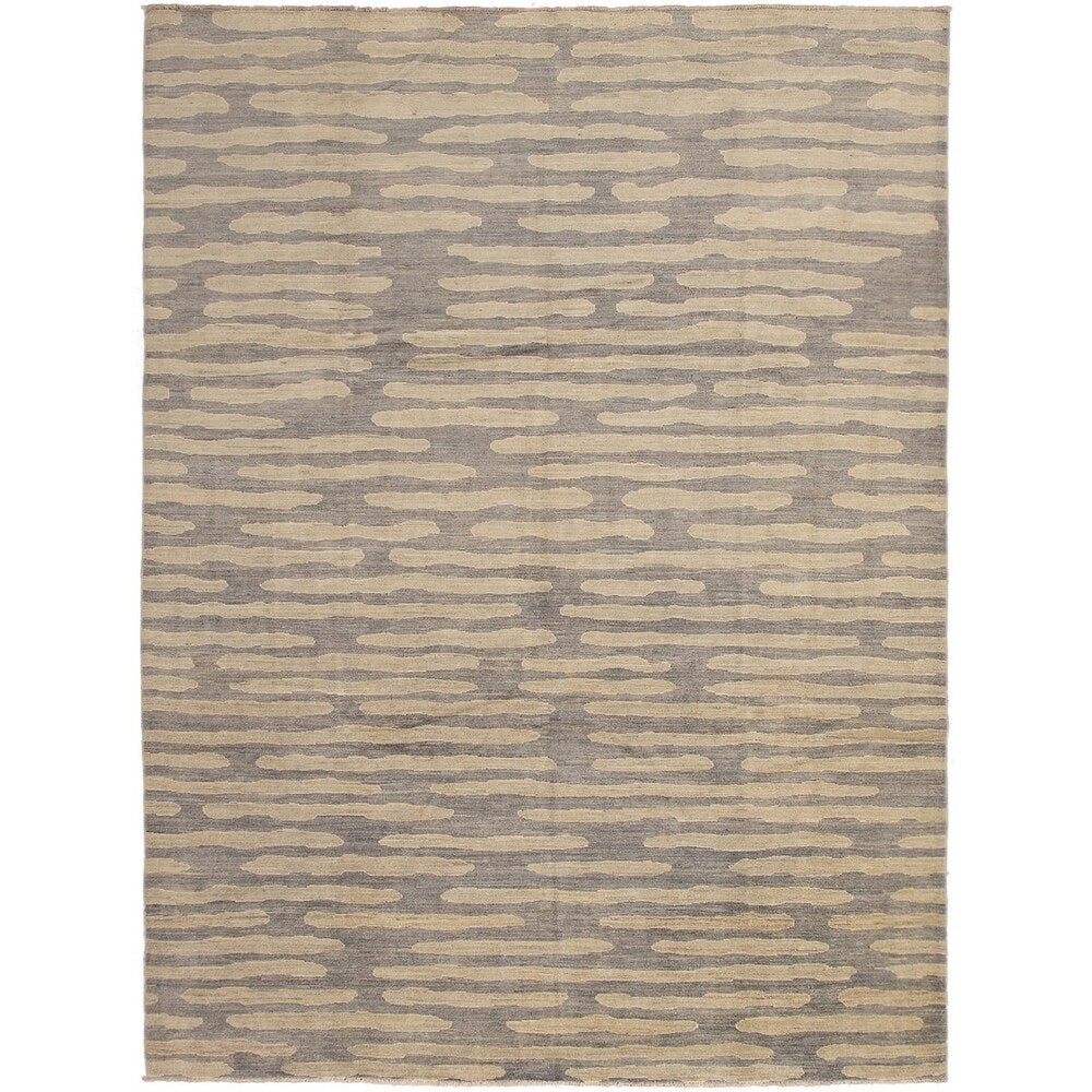 Hand-knotted Tangier Grey Wool Rug - 9'0 x 12'1