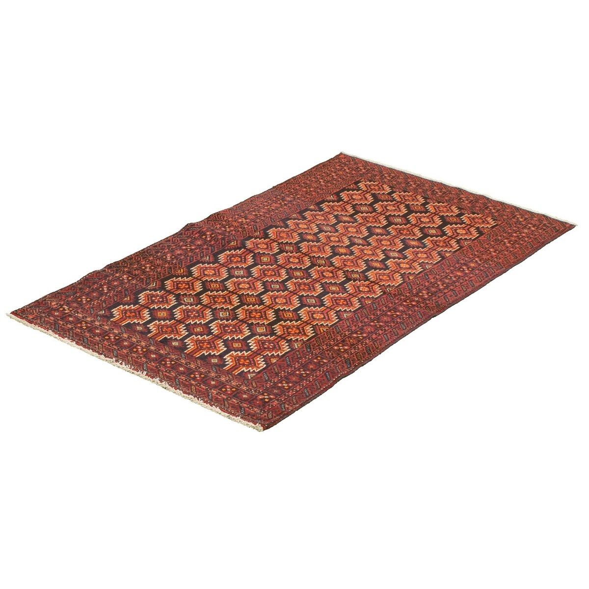 Hand-knotted Teimani Black, Red Wool Rug - 3'3 x 6'0