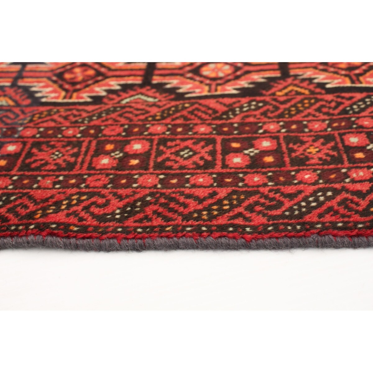 Hand-knotted Teimani Black, Red Wool Rug - 3'3 x 6'0