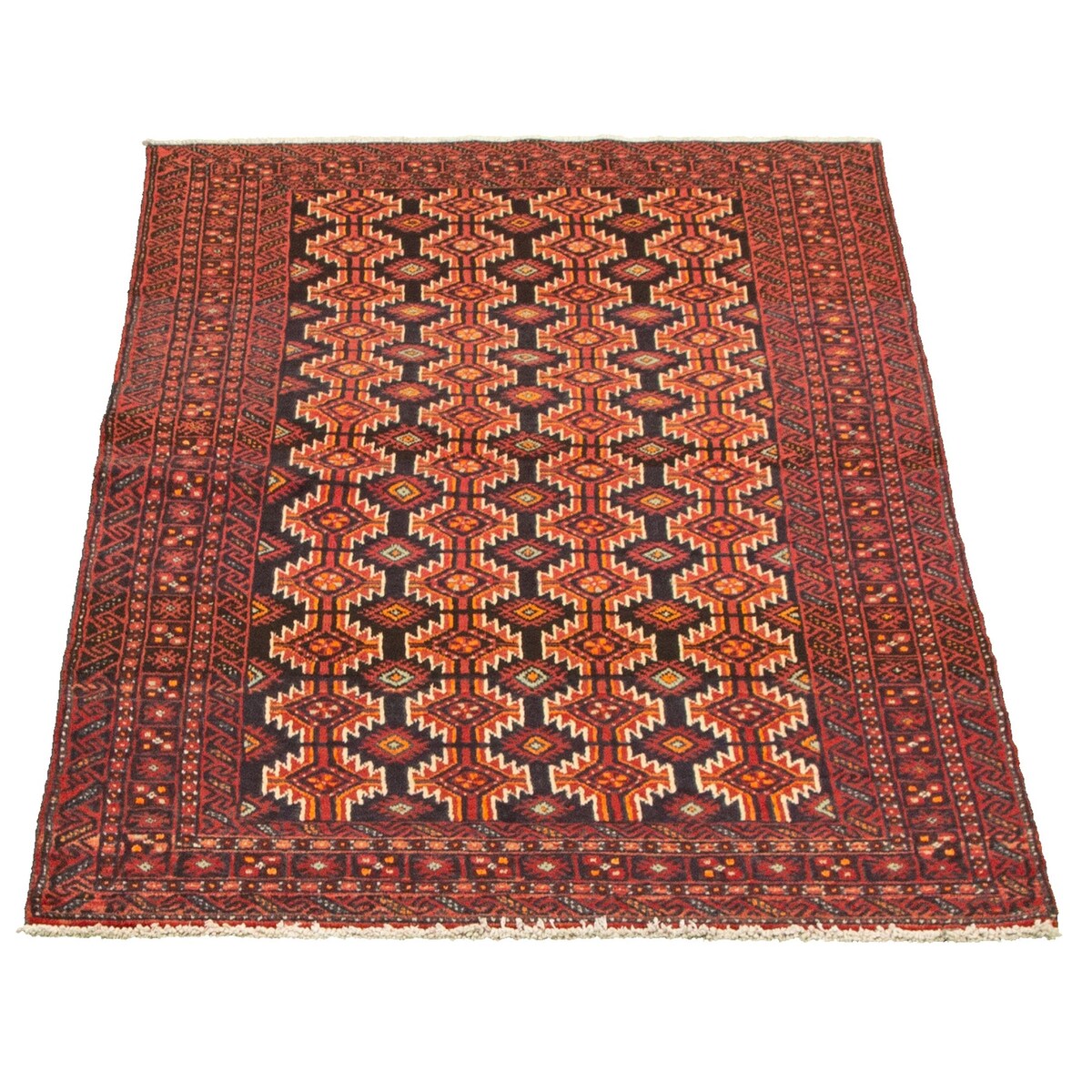 Hand-knotted Teimani Black, Red Wool Rug - 3'3 x 6'0