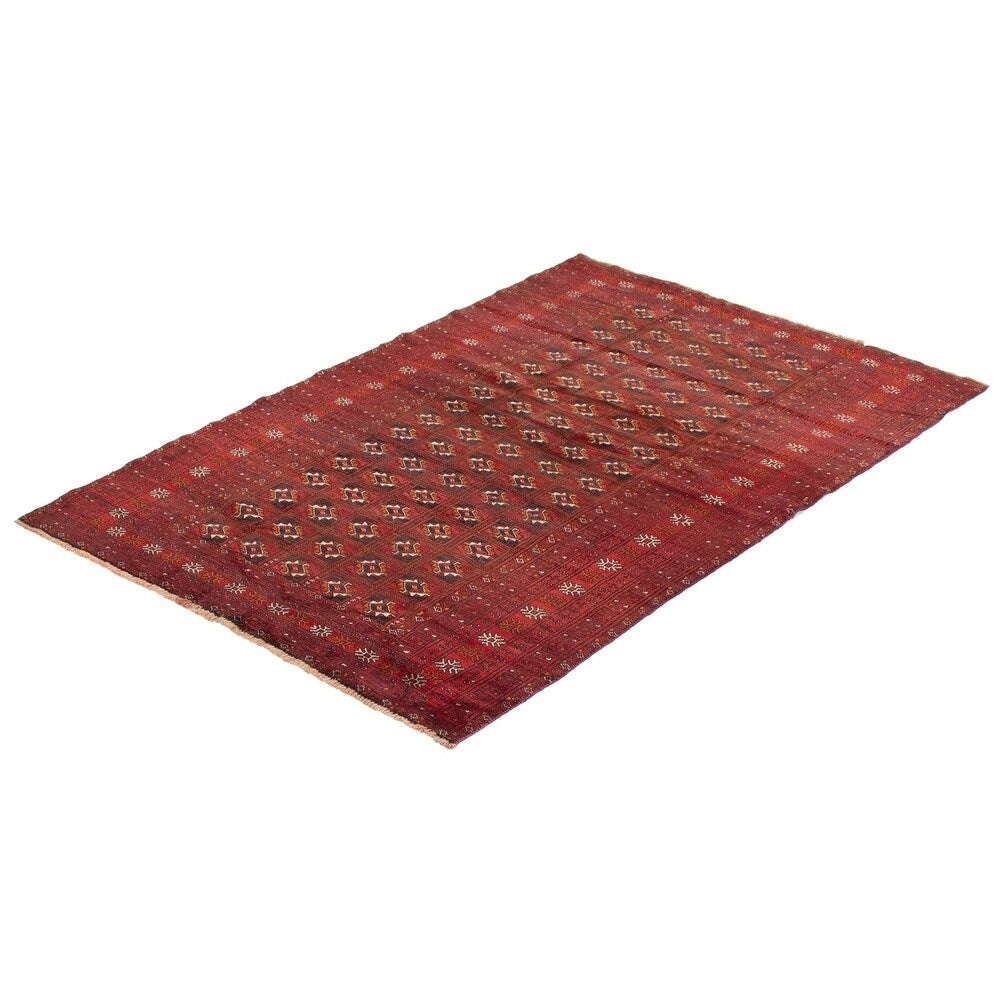 ECARPETGALLERY Hand-knotted Turkoman Red Wool Rug - 4'7 x 6'9