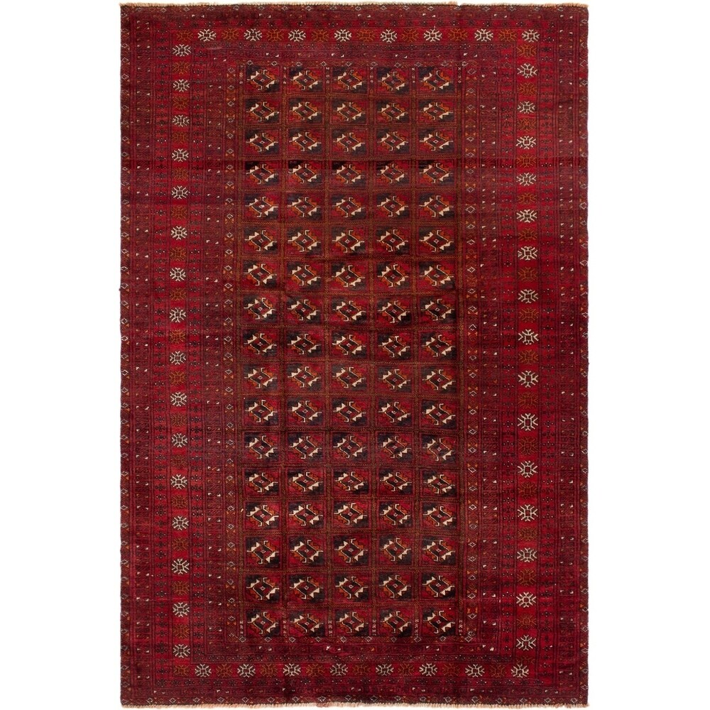 ECARPETGALLERY Hand-knotted Turkoman Red Wool Rug - 4'7 x 6'9
