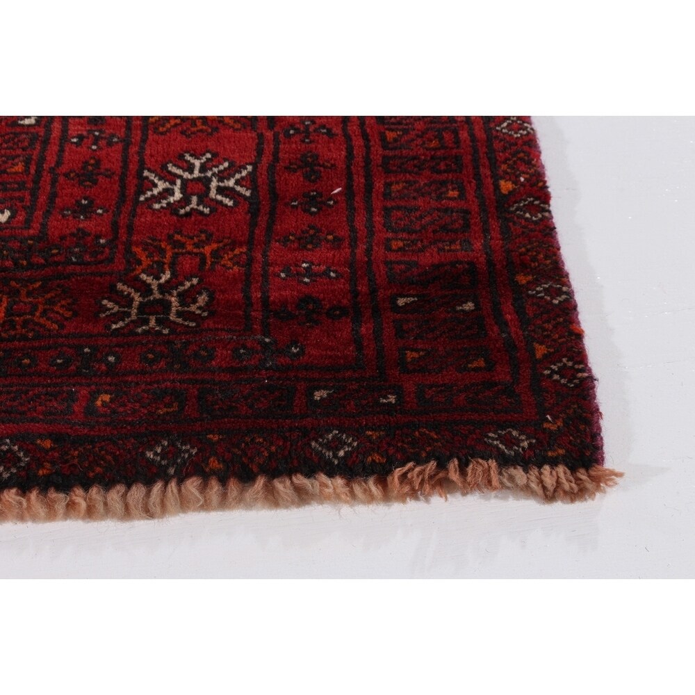 ECARPETGALLERY Hand-knotted Turkoman Red Wool Rug - 4'7 x 6'9