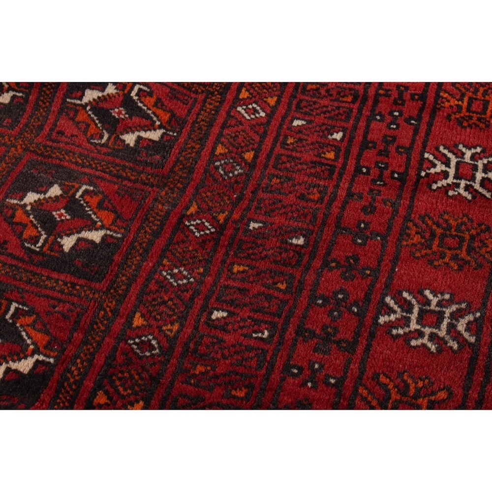 ECARPETGALLERY Hand-knotted Turkoman Red Wool Rug - 4'7 x 6'9