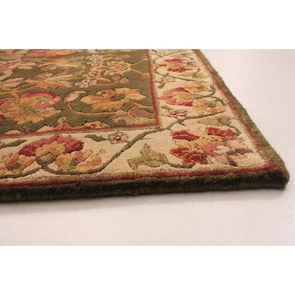 ECARPETGALLERY Hand-knotted Varanasi Olive Wool Rug