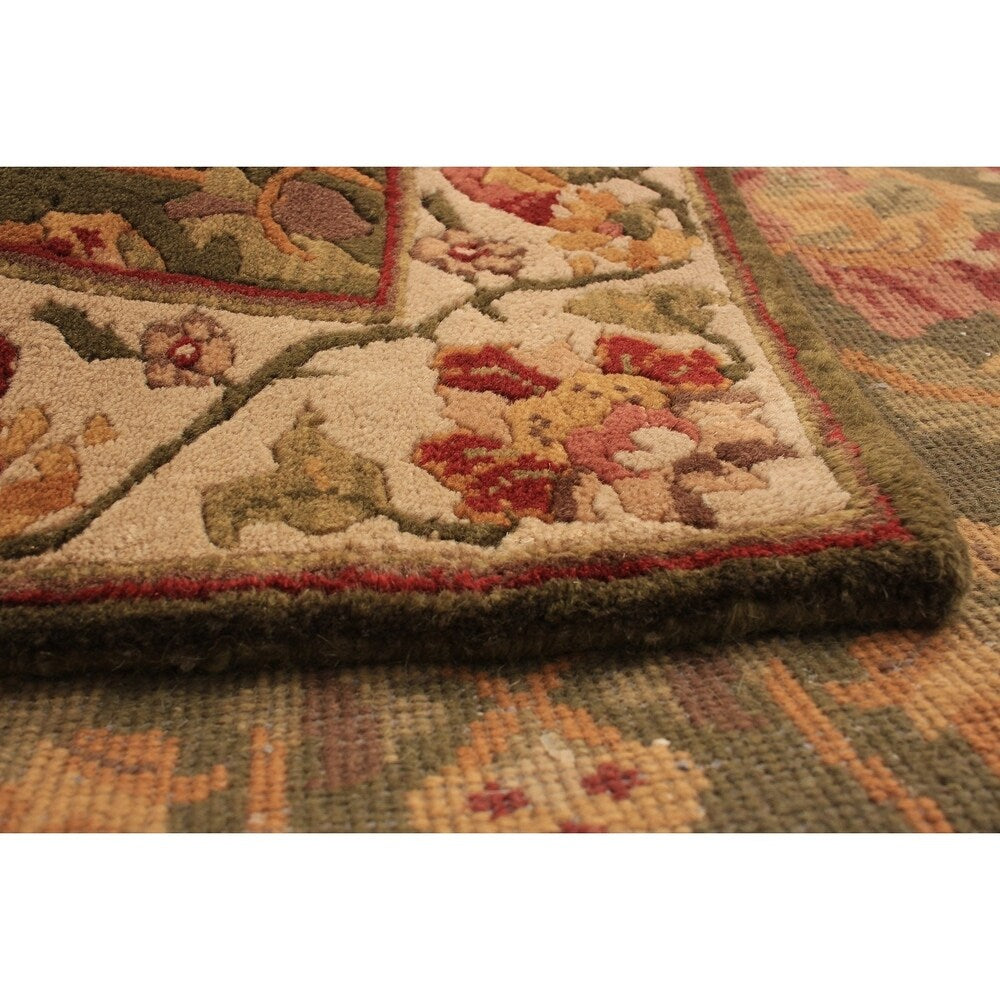 ECARPETGALLERY Hand-knotted Varanasi Olive Wool Rug