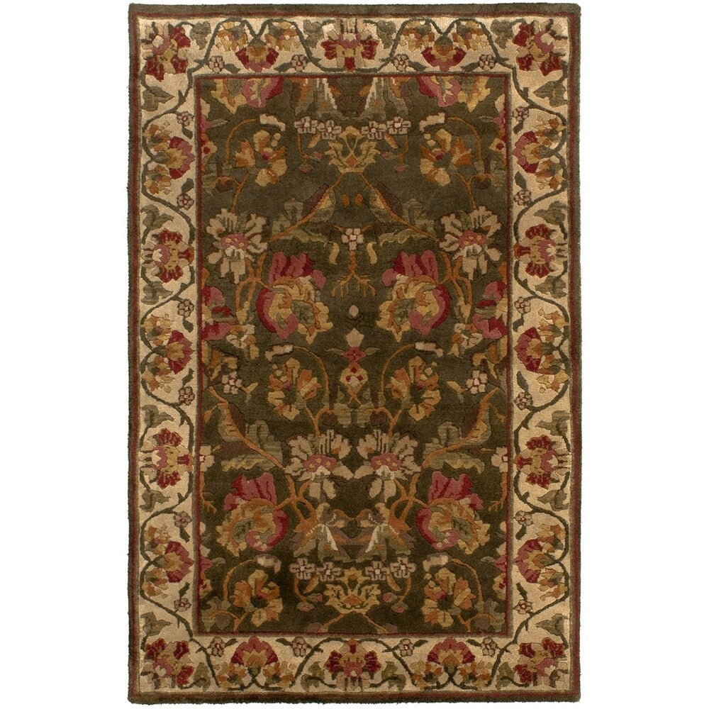 ECARPETGALLERY Hand-knotted Varanasi Olive Wool Rug