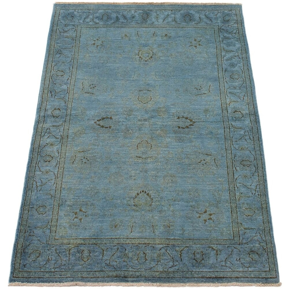 ECARPETGALLERY Hand-knotted Vibrance Blue Wool Rug - 4'1 x 5'10