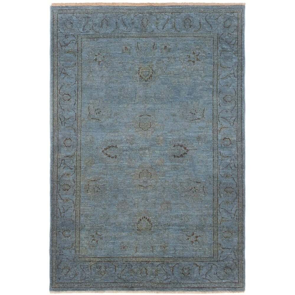 ECARPETGALLERY Hand-knotted Vibrance Blue Wool Rug - 4'1 x 5'10