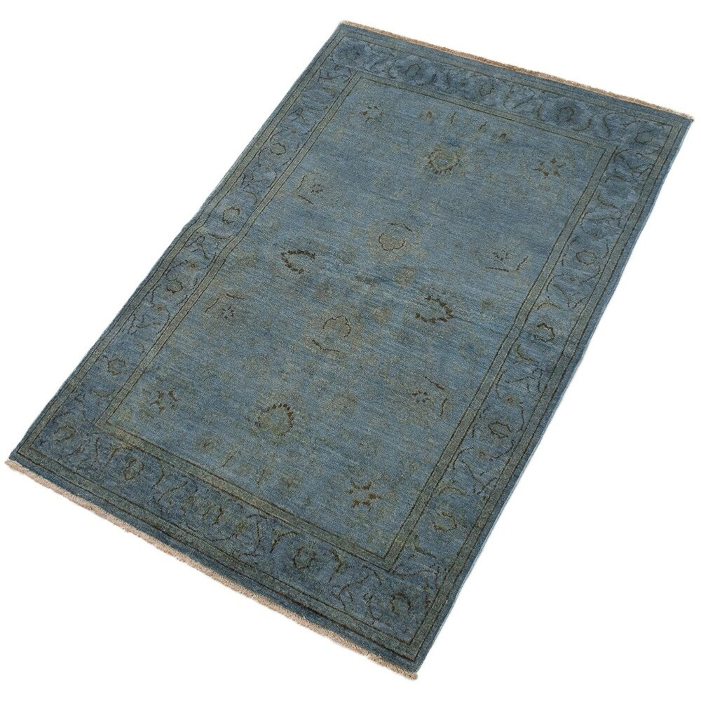 ECARPETGALLERY Hand-knotted Vibrance Blue Wool Rug - 4'1 x 5'10