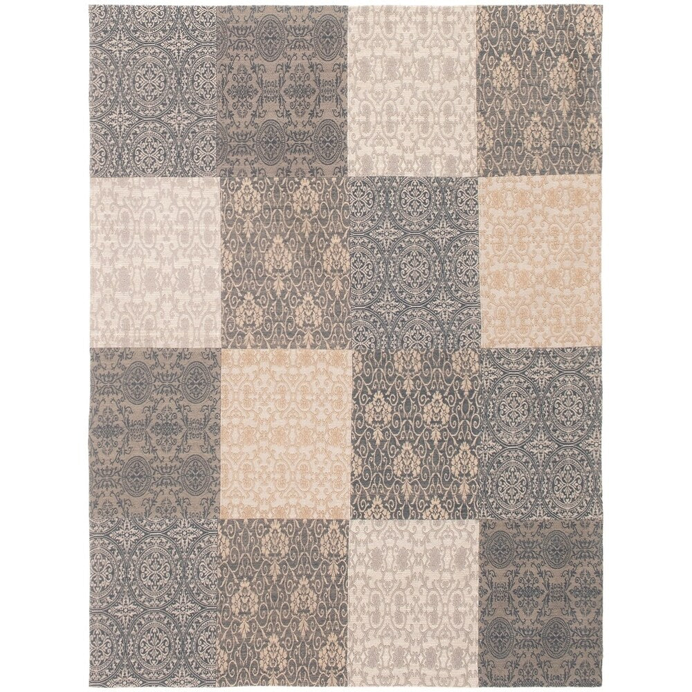 ECARPETGALLERY Handmade Collage Dark Blue, Grey Chenille Rug - 5'8 x 7'7
