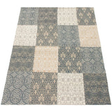 ECARPETGALLERY Handmade Collage Dark Blue, Grey Chenille Rug - 5'8 x 7'7