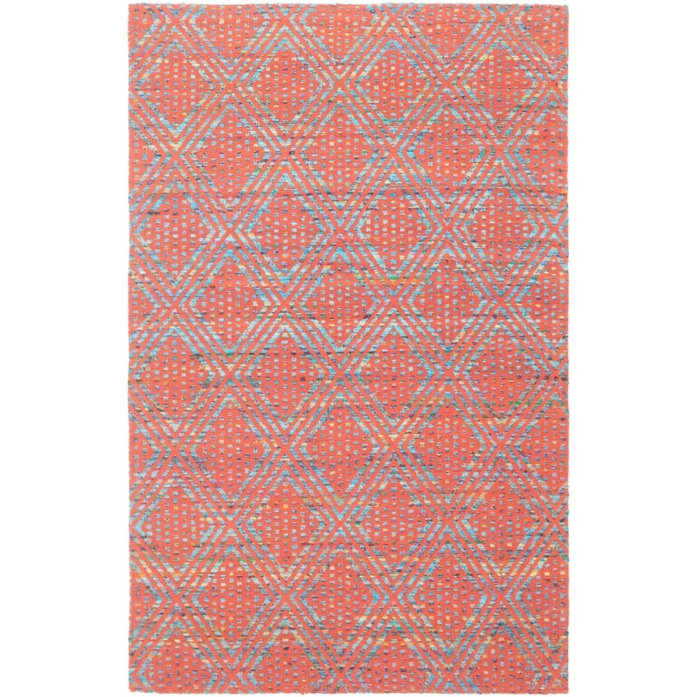 ECARPETGALLERY Handmade Collage Dark Copper, Light Blue Chenille Rug - Dark Copper, Light Blue