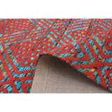 ECARPETGALLERY Handmade Collage Dark Copper, Light Blue Chenille Rug - Dark Copper, Light Blue