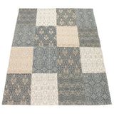 ECARPETGALLERY Handmade Collage Dark Navy, Tan Chenille Rug - 5'9 x 7'8