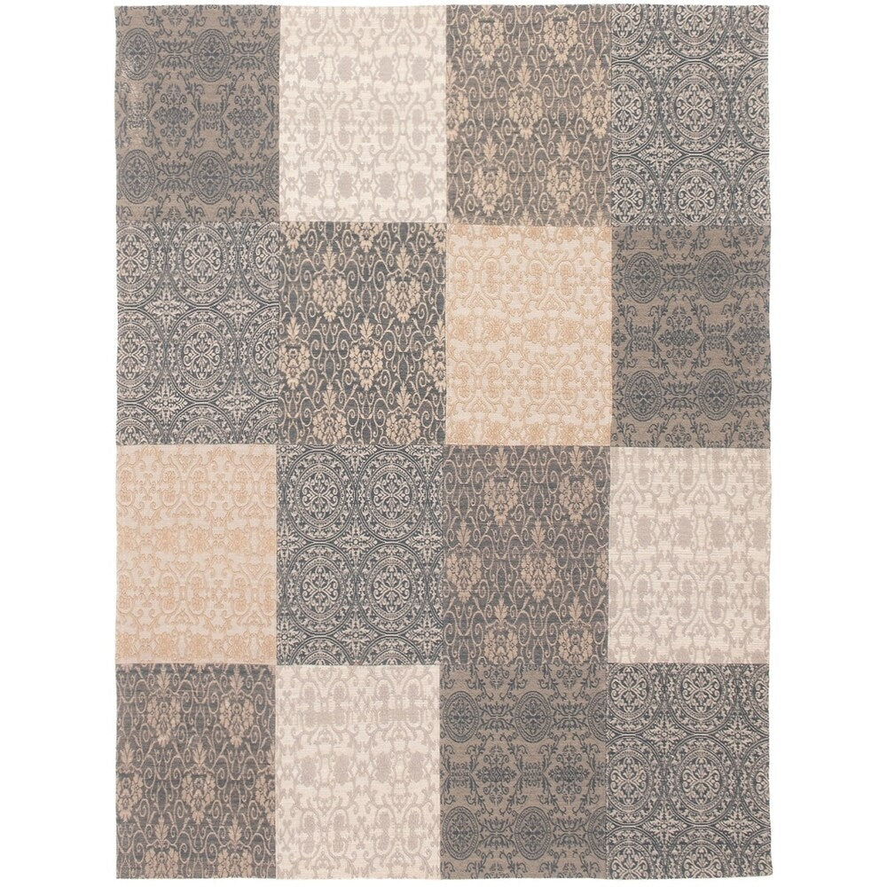 ECARPETGALLERY Handmade Collage Dark Navy, Tan Chenille Rug - 5'9 x 7'8
