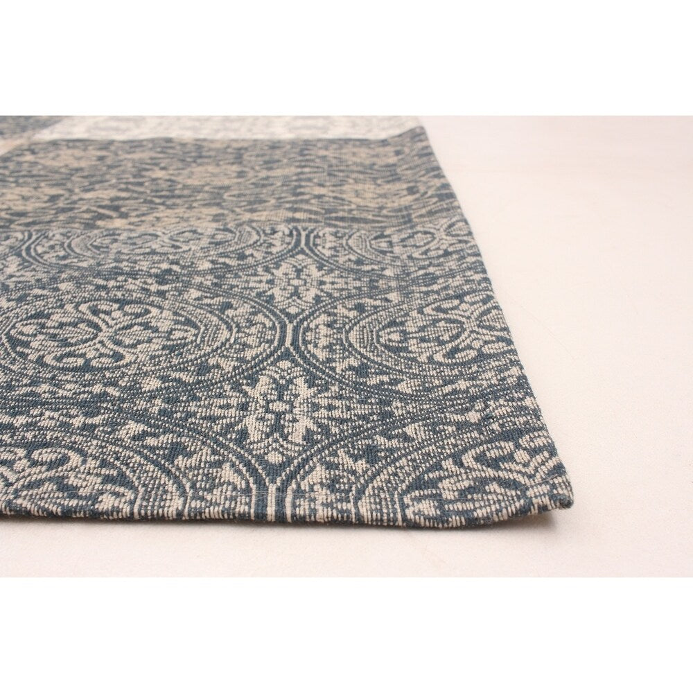 ECARPETGALLERY Handmade Collage Dark Navy, Tan Chenille Rug - 5'9 x 7'8