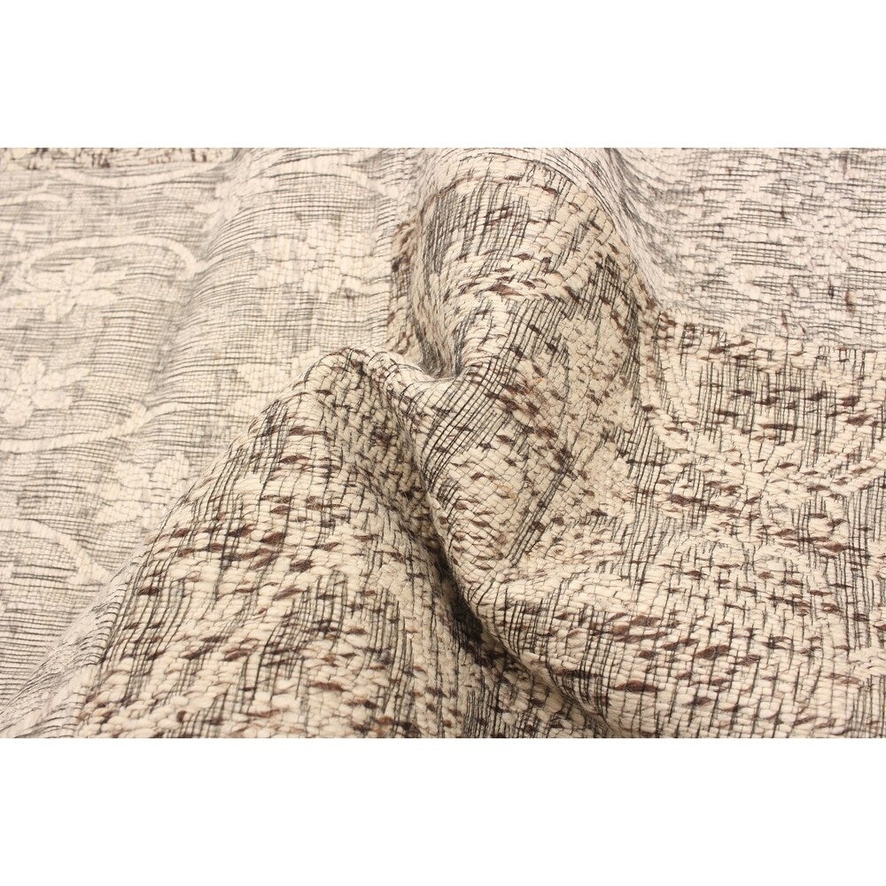 ECARPETGALLERY Handmade Collage Grey, Ivory Chenille Rug - 4'8 x 6'7