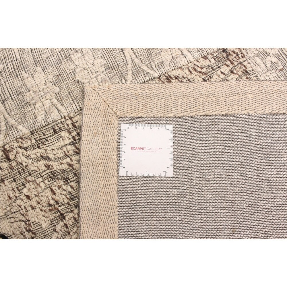 ECARPETGALLERY Handmade Collage Grey, Ivory Chenille Rug - 4'8 x 6'7