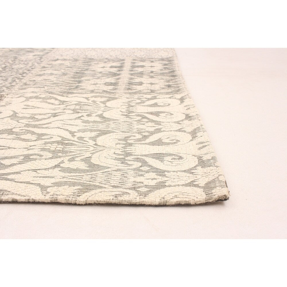 ECARPETGALLERY Handmade Collage Grey, Ivory Chenille Rug - 4'8 x 6'7