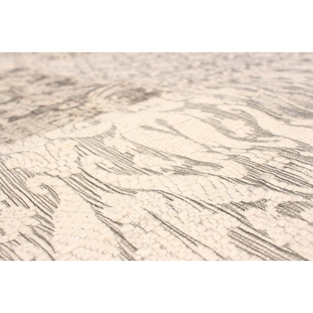 ECARPETGALLERY Handmade Collage Grey, Ivory Chenille Rug - 4'8 x 6'7