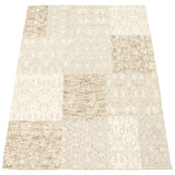 ECARPETGALLERY Handmade Collage Grey, Ivory Chenille Rug - 4'8 x 6'7