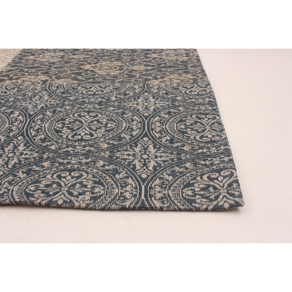 ECARPETGALLERY Handmade Collage Grey, Ivory Chenille Rug - 5'8 x 7'7