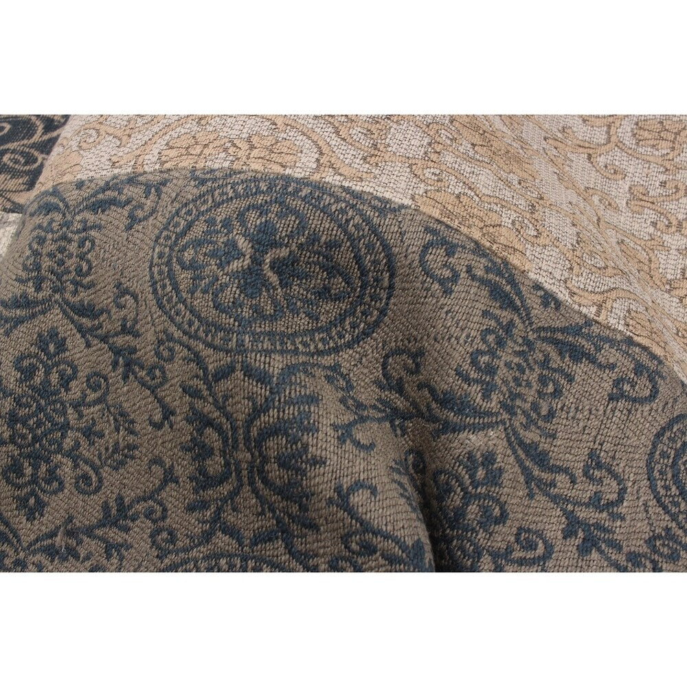 ECARPETGALLERY Handmade Collage Grey, Ivory Chenille Rug - 5'8 x 7'7