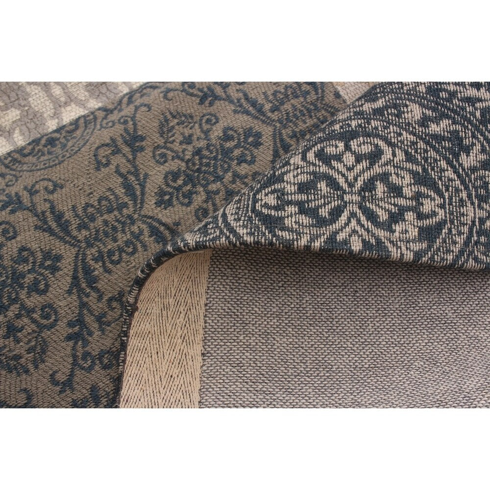 ECARPETGALLERY Handmade Collage Grey, Ivory Chenille Rug - 5'8 x 7'7