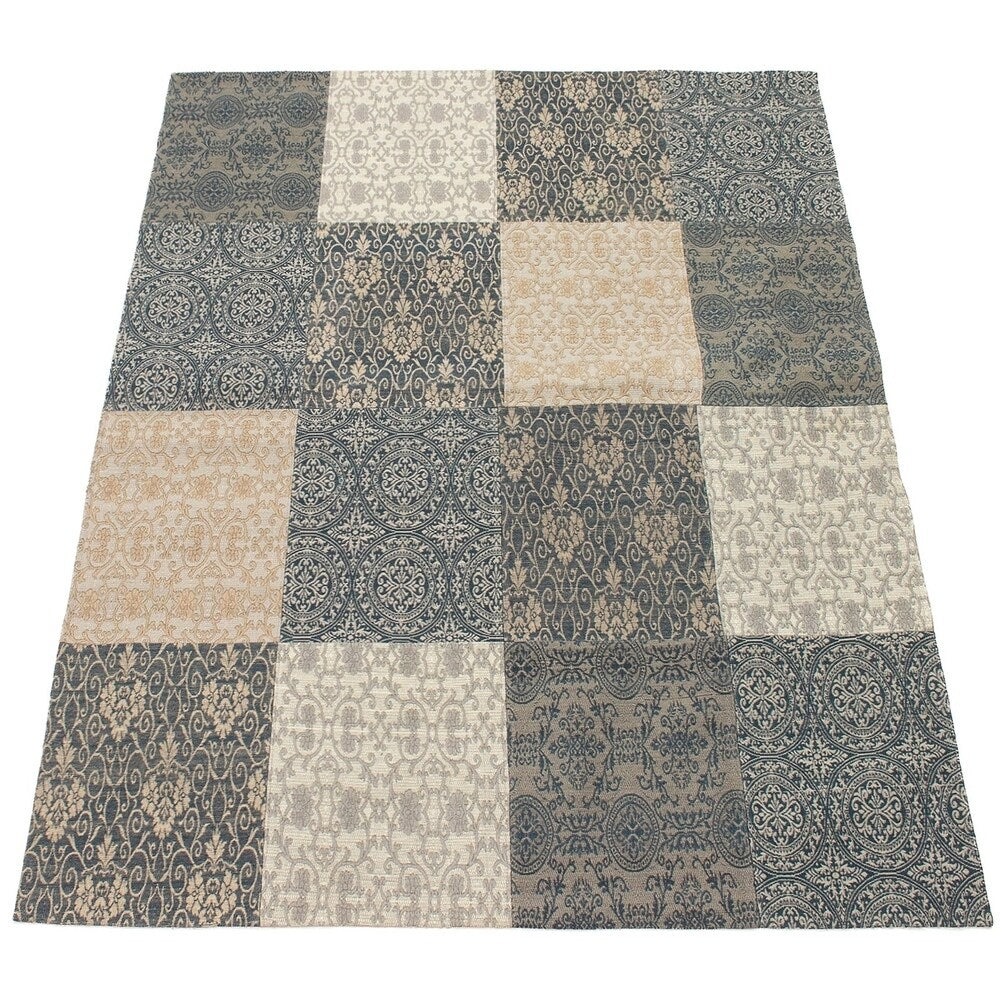 ECARPETGALLERY Handmade Collage Grey, Ivory Chenille Rug - 5'8 x 7'7