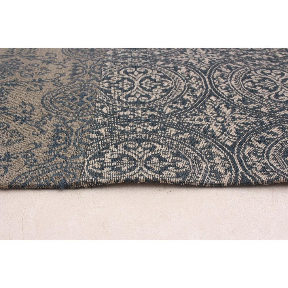 ECARPETGALLERY Handmade Collage Grey, Ivory Chenille Rug - 5'8 x 7'7