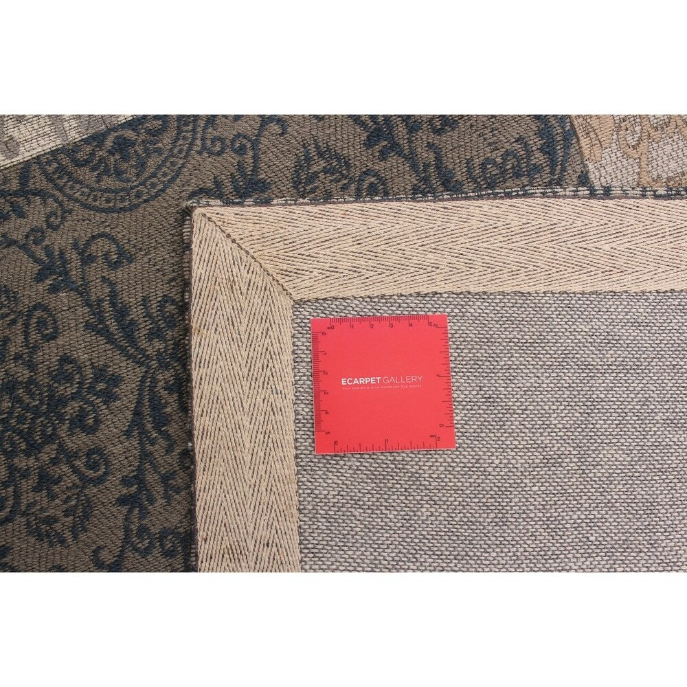 ECARPETGALLERY Handmade Collage Grey, Ivory Chenille Rug - 5'8 x 7'7