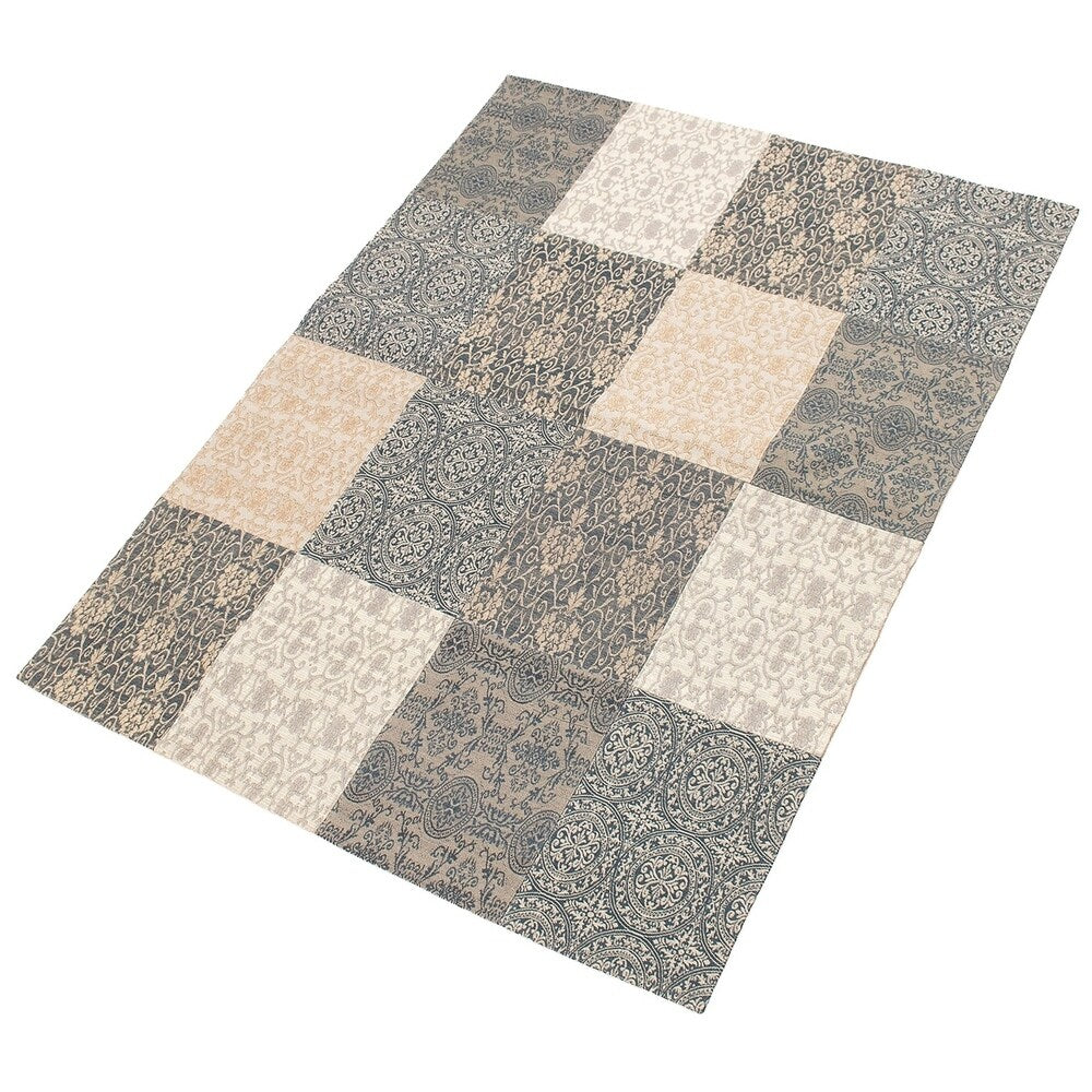 ECARPETGALLERY Handmade Collage Grey, Ivory Chenille Rug - 5'8 x 7'7