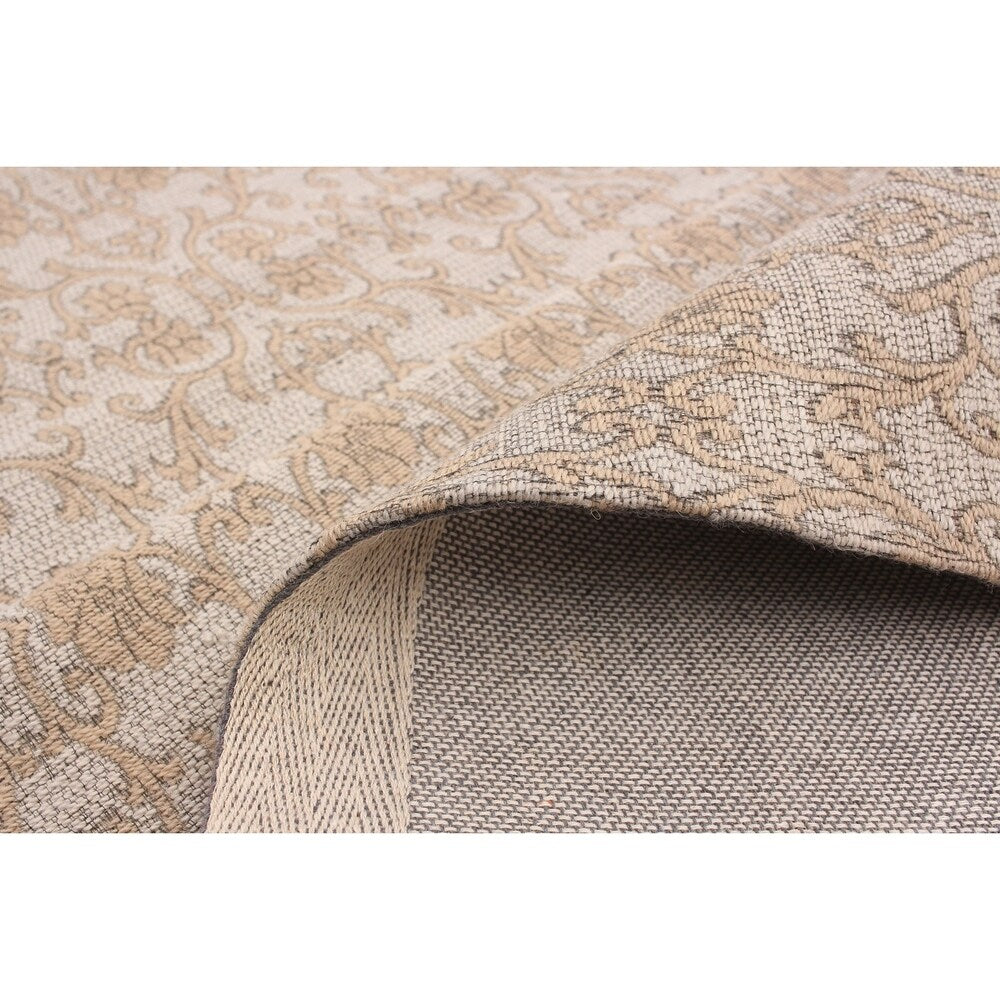 ECARPETGALLERY Handmade Collage Grey, Tan Chenille Rug - 4'9 x 6'10