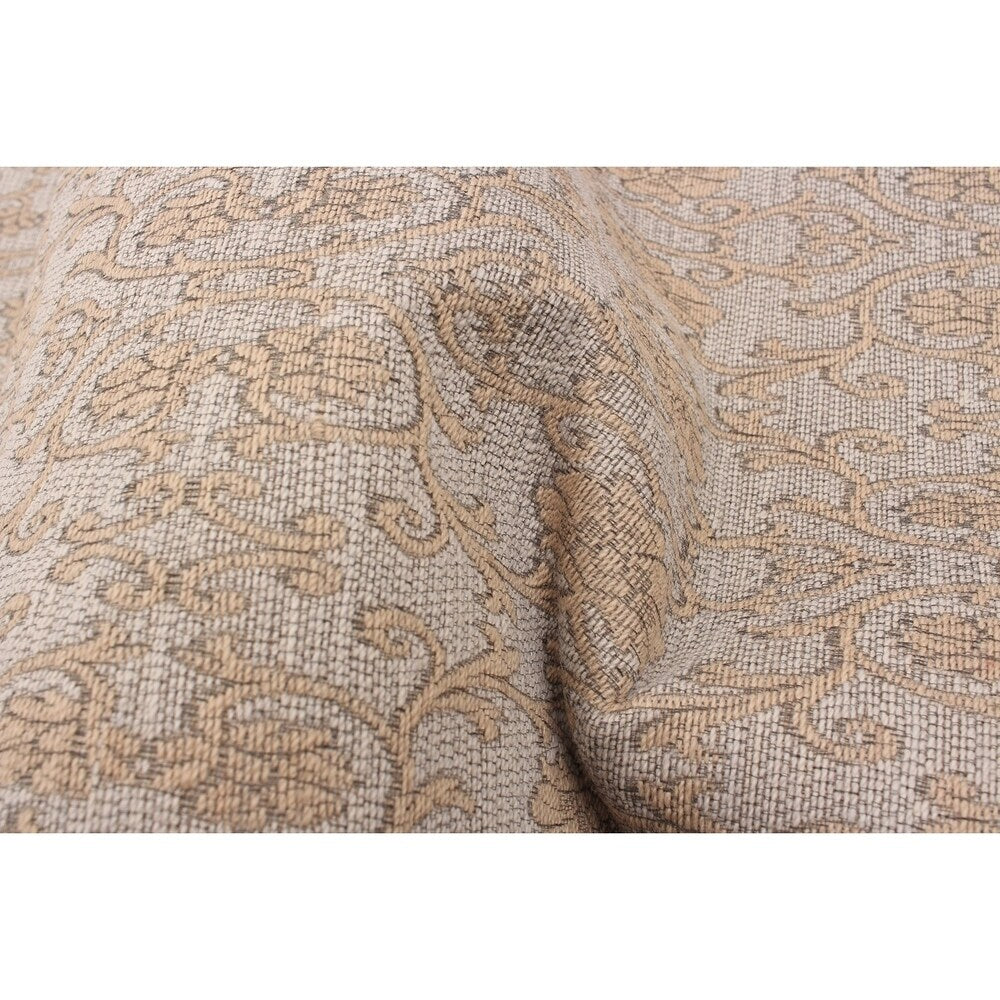 ECARPETGALLERY Handmade Collage Grey, Tan Chenille Rug - 4'9 x 6'10