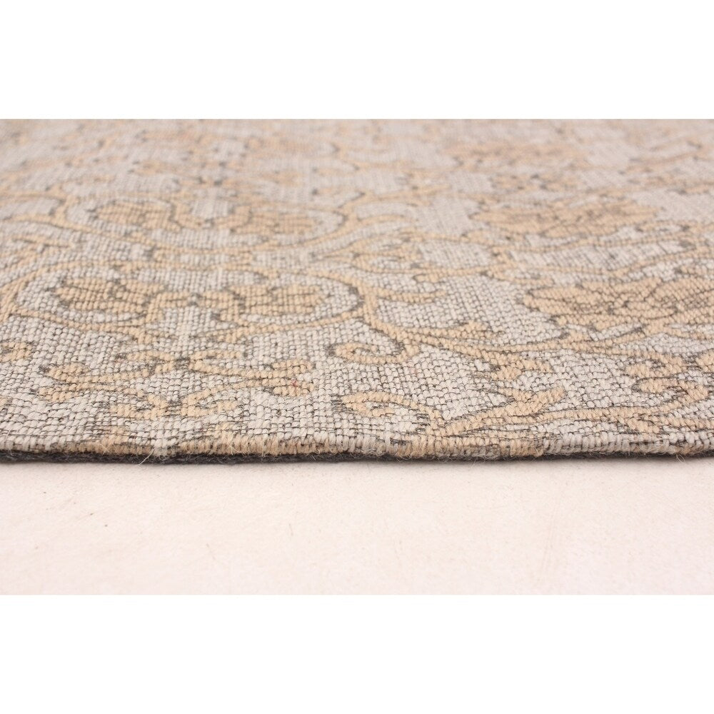 ECARPETGALLERY Handmade Collage Grey, Tan Chenille Rug - 4'9 x 6'10