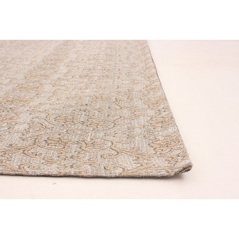 ECARPETGALLERY Handmade Collage Grey, Tan Chenille Rug - 4'9 x 6'10