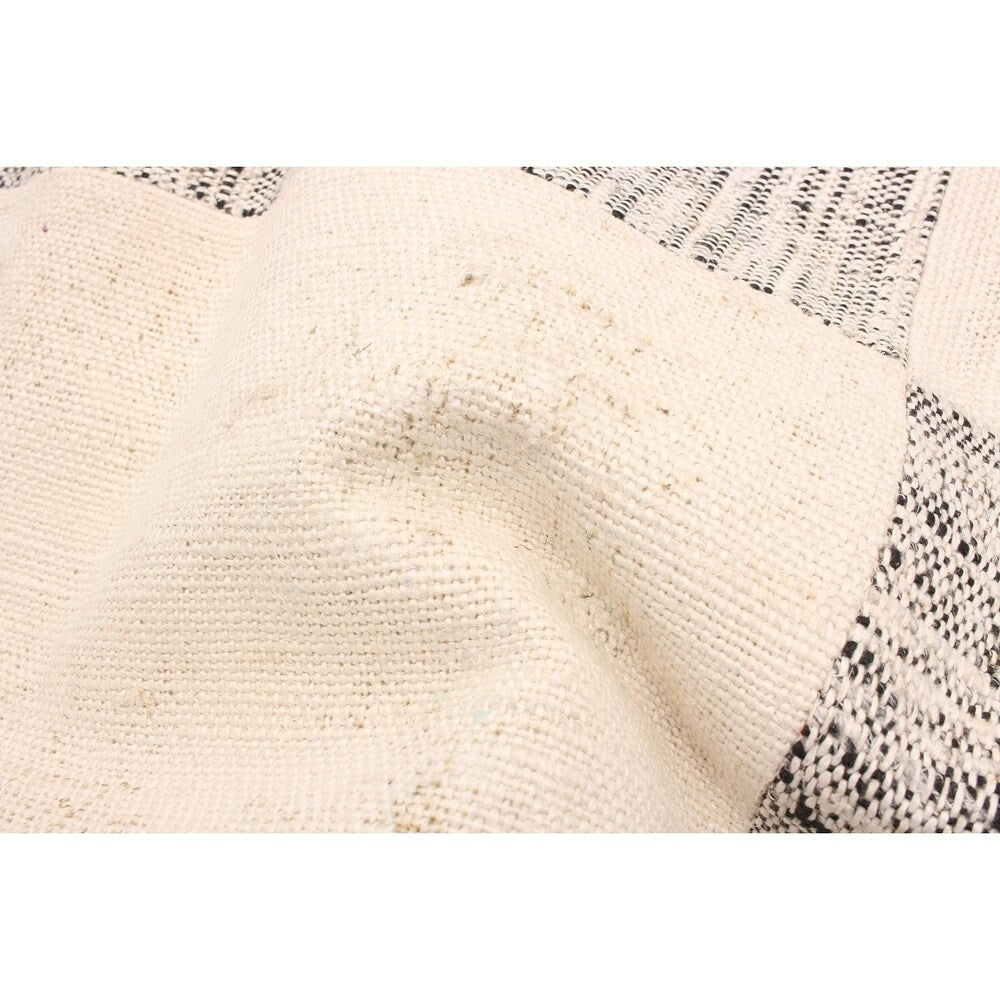 ECARPETGALLERY Handmade Collage Ivory Cotton Rug - 5'1 x 7'11