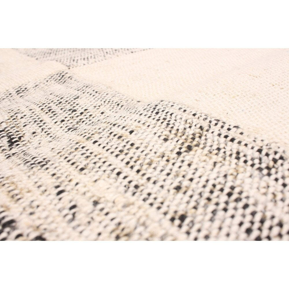 ECARPETGALLERY Handmade Collage Ivory Cotton Rug - 5'1 x 7'11