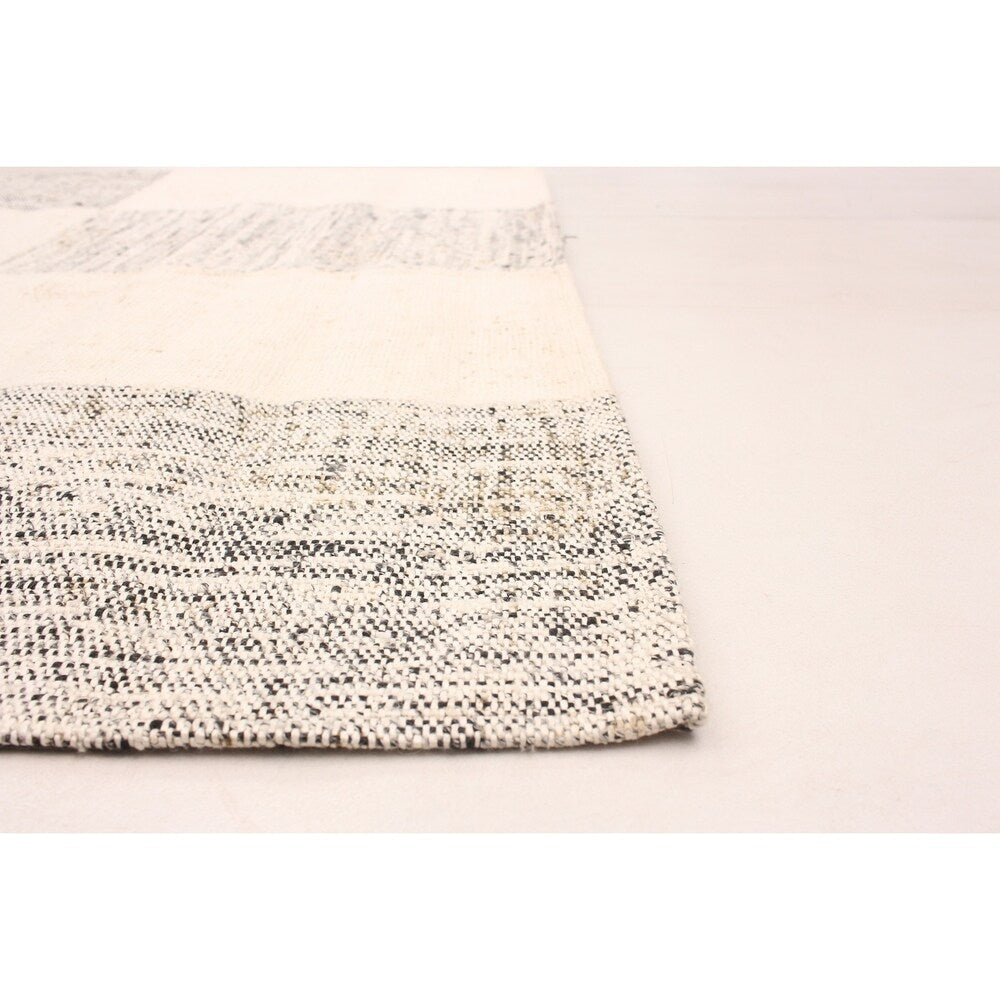 ECARPETGALLERY Handmade Collage Ivory Cotton Rug - 5'1 x 7'11