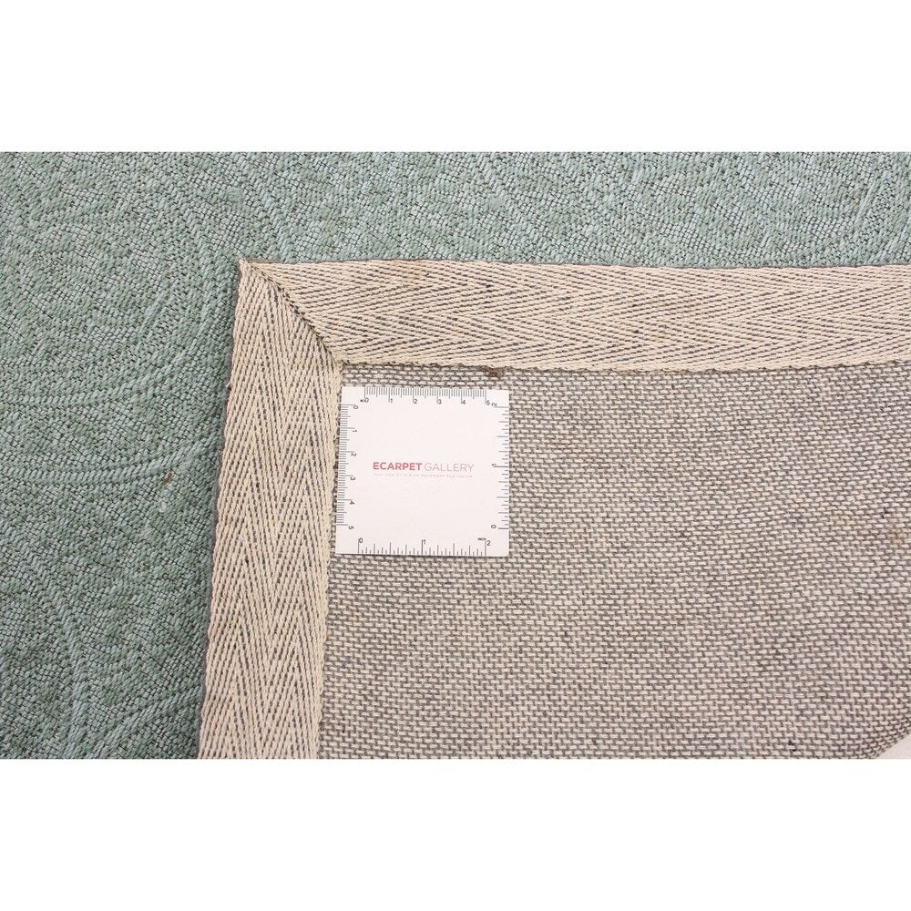 ECARPETGALLERY Handmade Collage Light Green Chenille Rug - 4'8 x 6'10