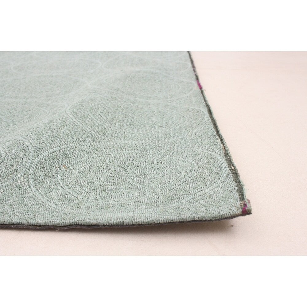 ECARPETGALLERY Handmade Collage Light Green Chenille Rug - 4'8 x 6'10