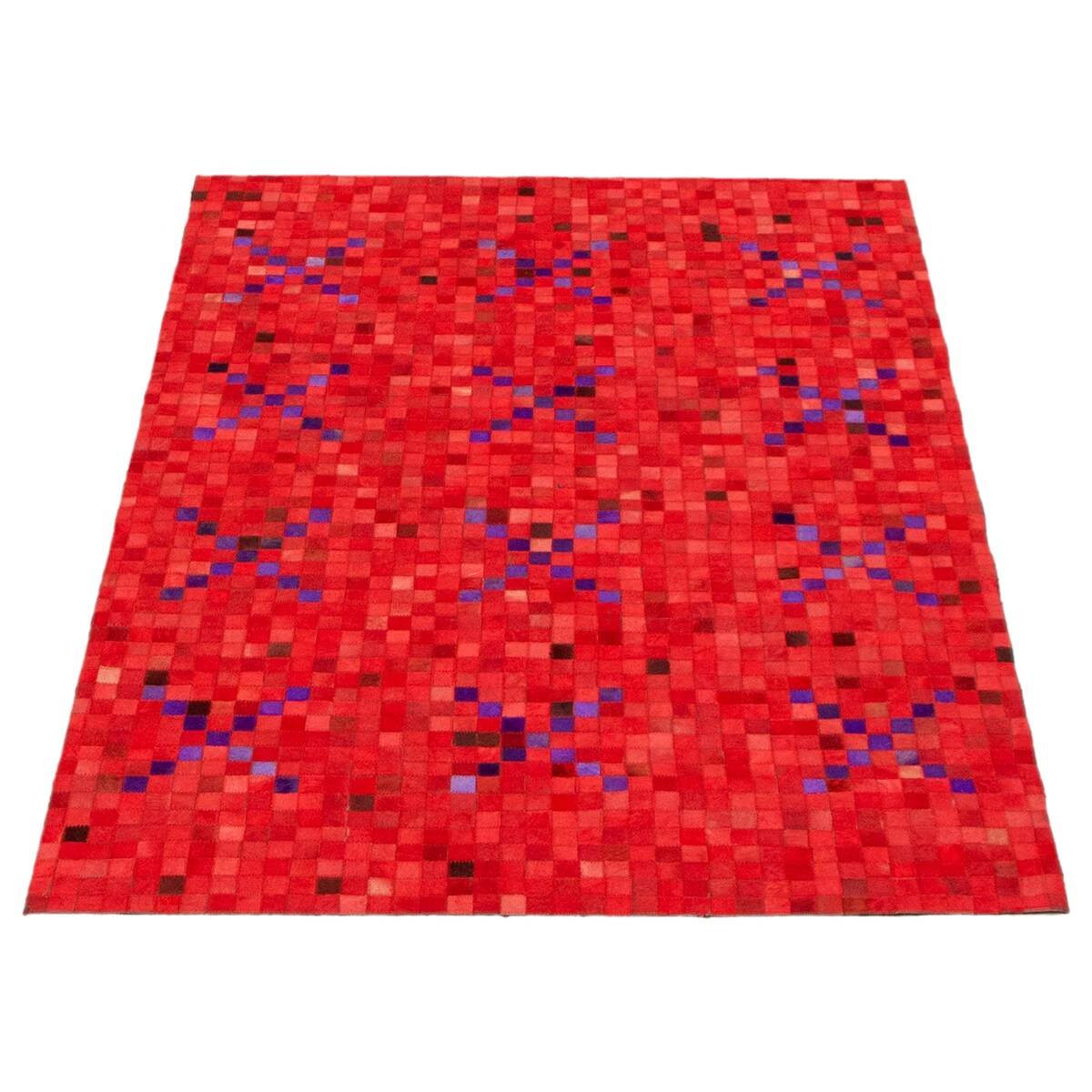 ECARPETGALLERY Handmade Cowhide Patchwork Red Leather Rug - 4'0 x 6'1