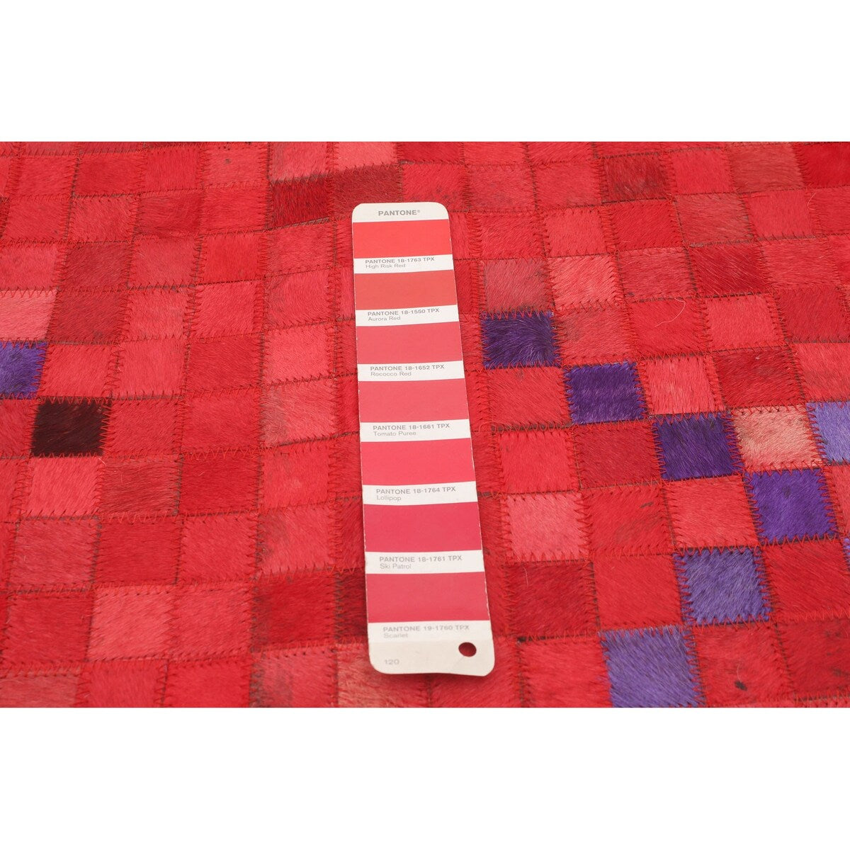 ECARPETGALLERY Handmade Cowhide Patchwork Red Leather Rug - 4'0 x 6'1
