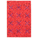 ECARPETGALLERY Handmade Cowhide Patchwork Red Leather Rug - 4'0 x 6'1