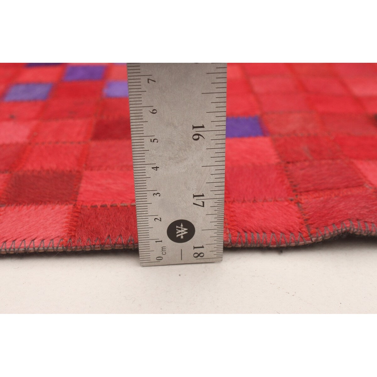 ECARPETGALLERY Handmade Cowhide Patchwork Red Leather Rug - 4'0 x 6'1
