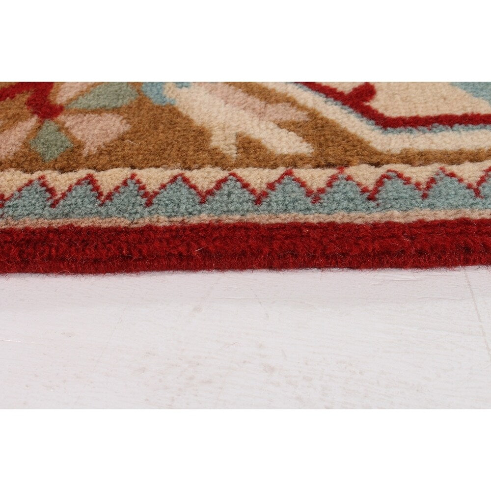 ECARPETGALLERY Melis Ivory, Red Rug - 5'1 x 8'2