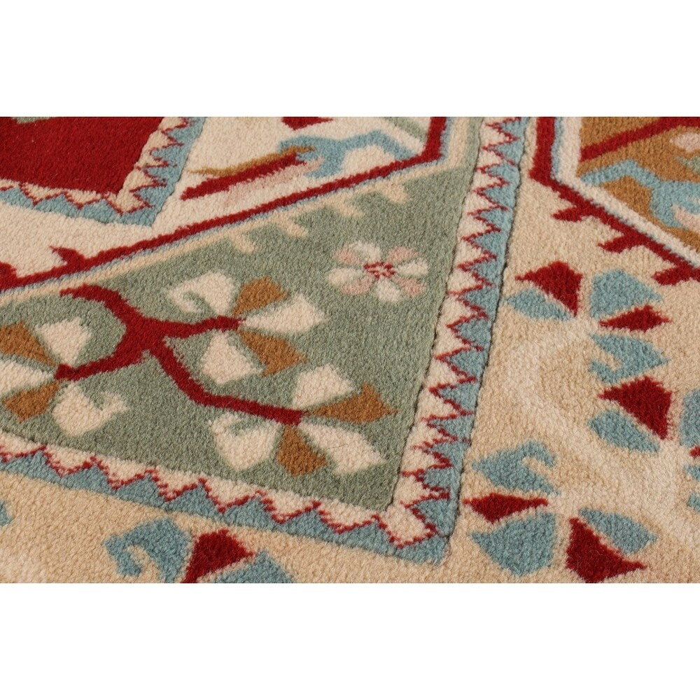 ECARPETGALLERY Melis Ivory, Red Rug - 5'1 x 8'2
