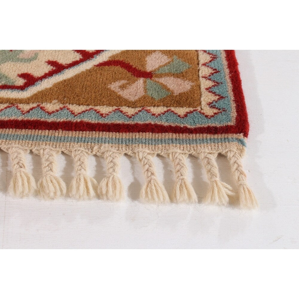 ECARPETGALLERY Melis Ivory, Red Rug - 5'1 x 8'2