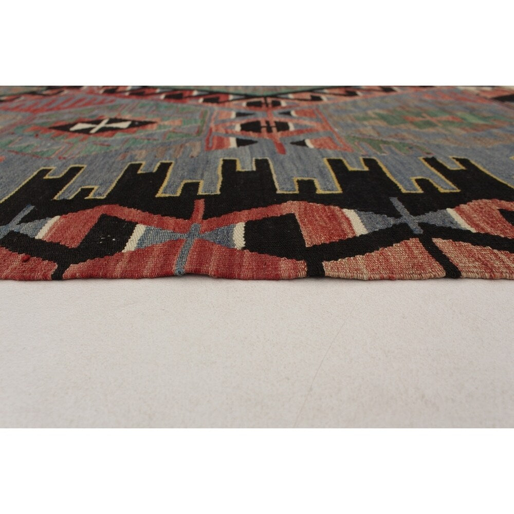 ECARPETGALLERY Yoruk Red, Slate Blue Kilim - 5'3 x 10'3